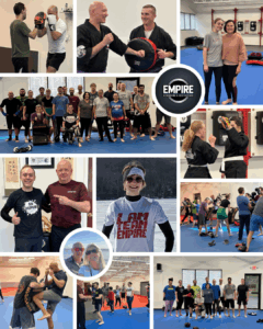 Adults training together at Empire Defense & Fitness in Albany, building community and confidence
