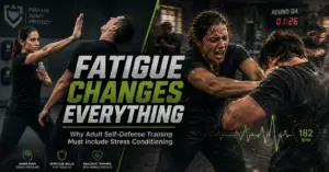 Adult self-defense training in Albany NY with stress conditioning drills