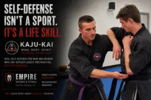 Alan Condon teaching KAJU-KAI self-defense training for adults at Empire Defense and Fitness in Albany NY