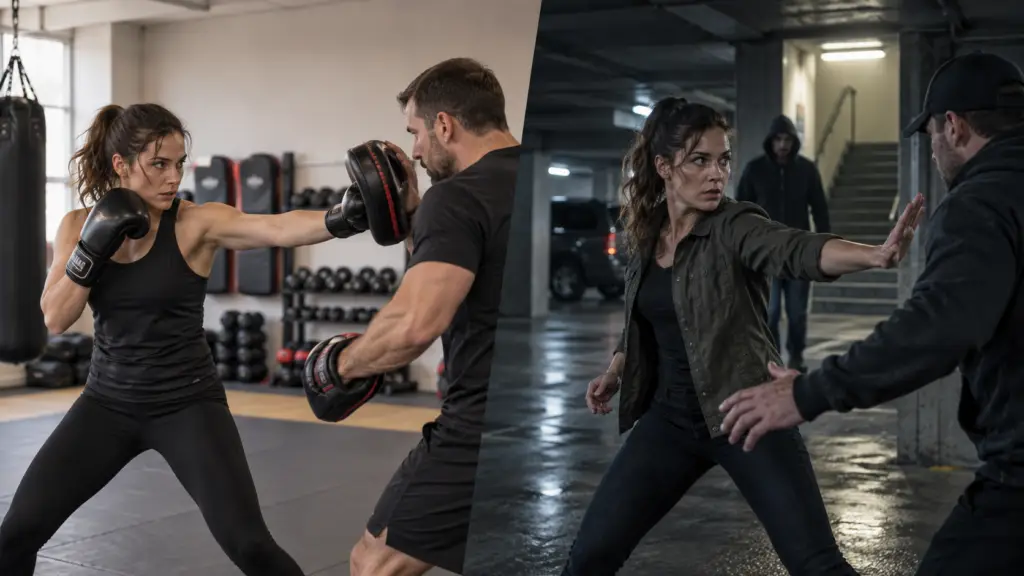 Sport martial arts compared with practical adult self-defense training in Albany, NY at Empire Defense & Fitness.