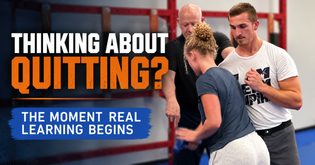 Alan Condon coaching an adult student during Empire Krav Maga self-defense training in Albany NY